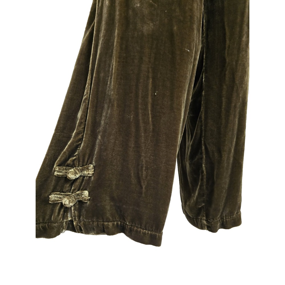 Soft Surroundings Olive Green Velvet Wide Leg Pants Elastic Waist Womens Large - Picture 2 of 8